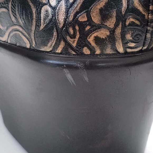 ALEGRIA 'Emma' gold/bronze and black floral embossed leather shoe size 8/Euro 38 - Picture 7 of 14